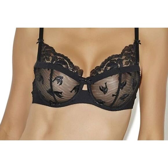 Aubade Paris size 32B unlined mesh lace bra underwire - Picture 2 of 16